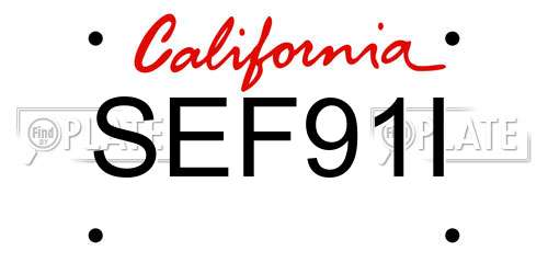 SEF91I California License Plate