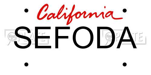 SEFODA California License Plate