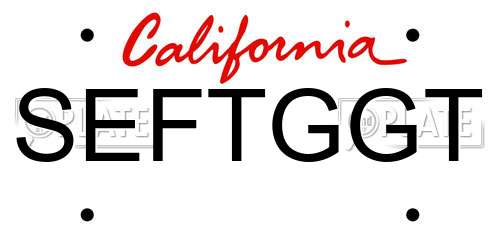 SEFTGGT California License Plate