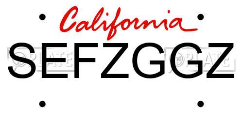 SEFZGGZ California License Plate