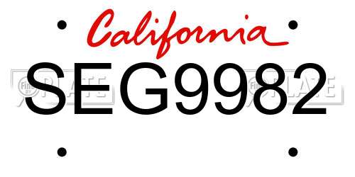 SEG9982 California License Plate
