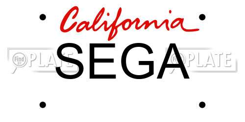 SEGA California License Plate