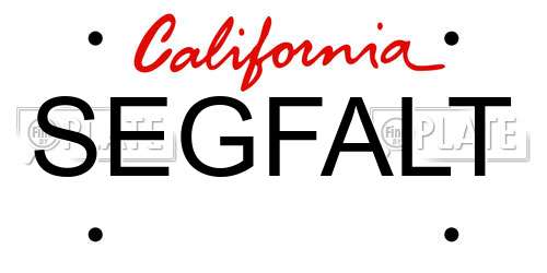 SEGFALT California License Plate
