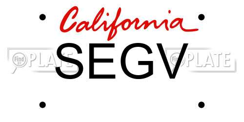 SEGV California License Plate