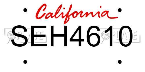 SEH4610 California License Plate
