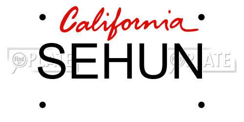 SEHUN California License Plate