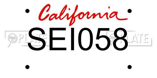 SEI058 California License Plate