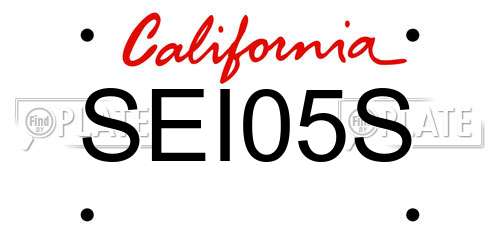SEI05S California License Plate