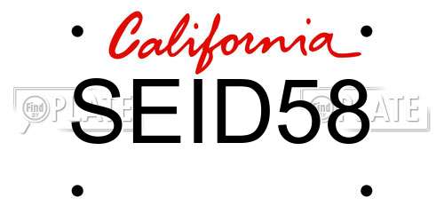 SEID58 California License Plate