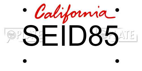 SEID85 California License Plate
