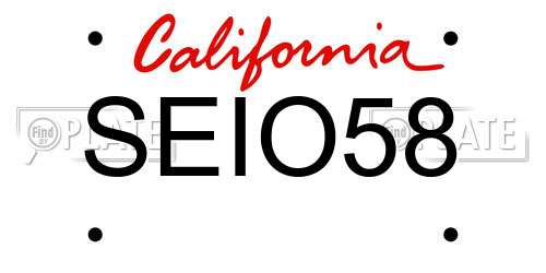 SEIO58 California License Plate
