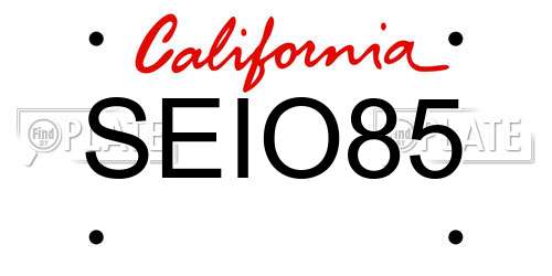 SEIO85 California License Plate