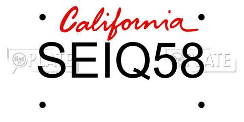 SEIQ58 California License Plate