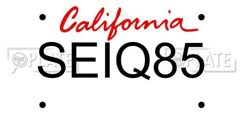 SEIQ85 California License Plate