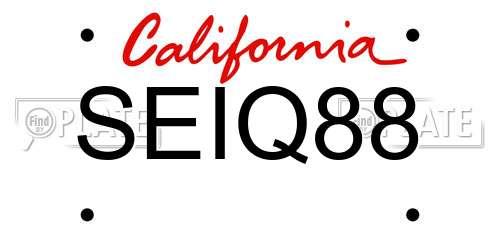 SEIQ88 California License Plate