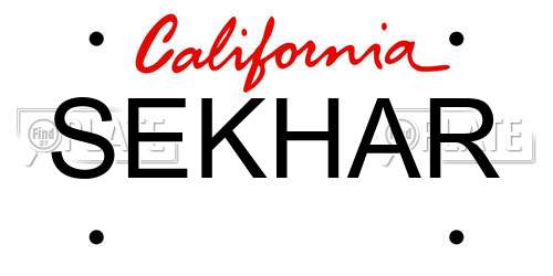 SEKHAR California License Plate
