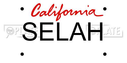 SELAH California License Plate