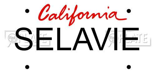 SELAVIE California License Plate