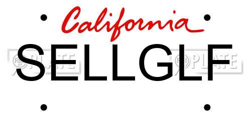 SELLGLF California License Plate