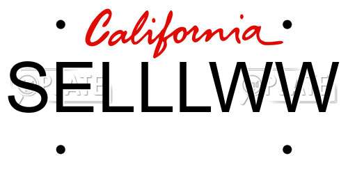 SELLLWW California License Plate