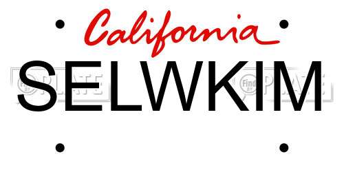 SELWKIM California License Plate
