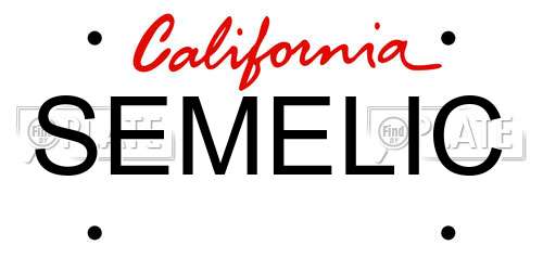 SEMELIC California License Plate