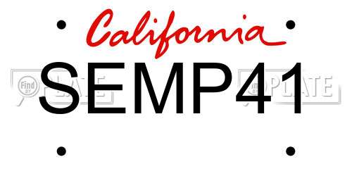 SEMP41 California License Plate