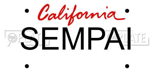 SEMPAI California License Plate