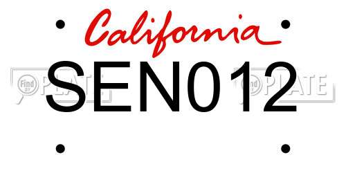 SEN012 California License Plate