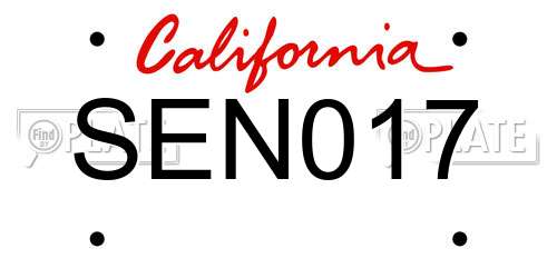SEN017 California License Plate