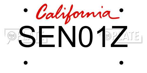 SEN01Z California License Plate