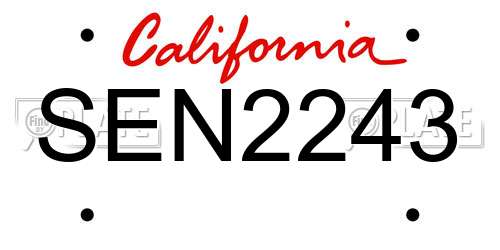 SEN2243 California License Plate
