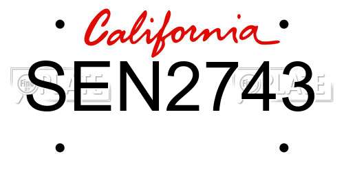 SEN2743 California License Plate