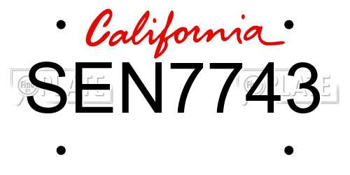 SEN7743 California License Plate