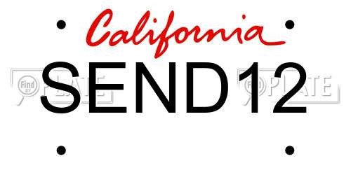 SEND12 California License Plate
