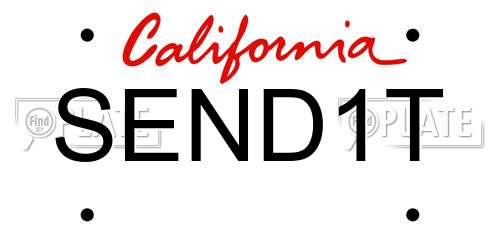 SEND1T California License Plate