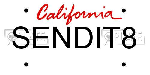 SENDIT8 California License Plate