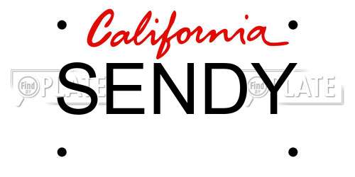 SENDY California License Plate