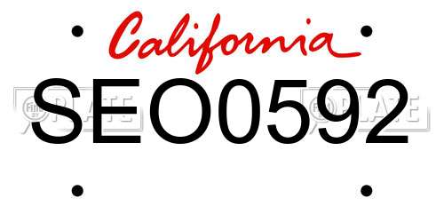 SEO0592 California License Plate