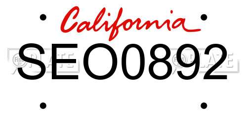 SEO0892 California License Plate