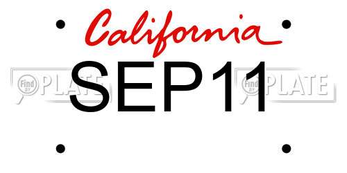 SEP11 California License Plate