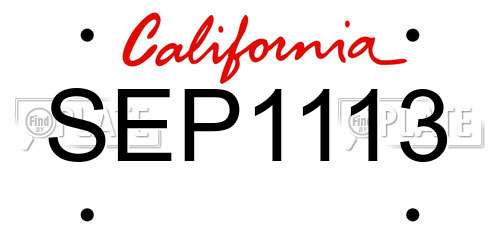 SEP1113 California License Plate