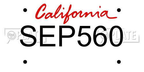 SEP560 California License Plate