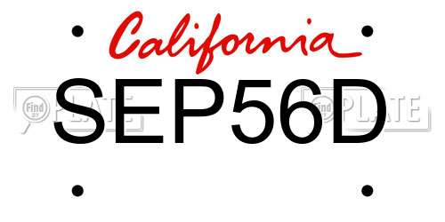 SEP56D California License Plate