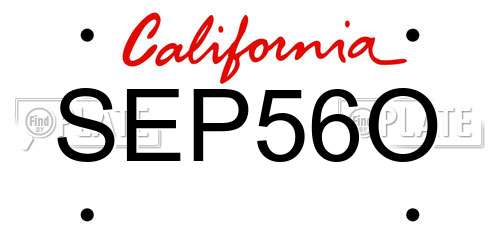 SEP56O California License Plate