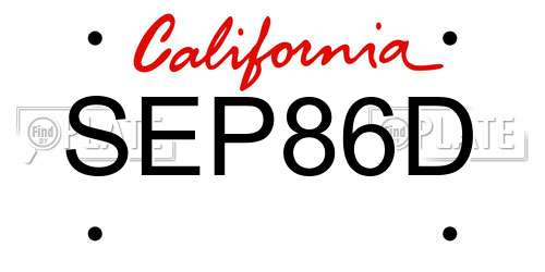 SEP86D California License Plate
