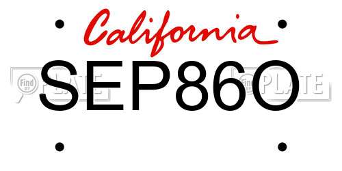 SEP86O California License Plate