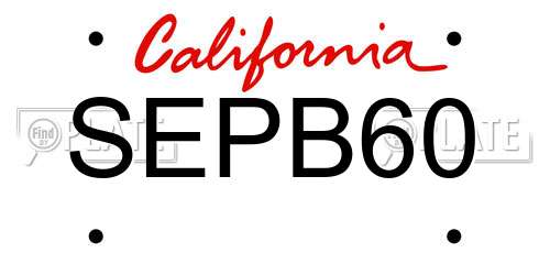 SEPB60 California License Plate