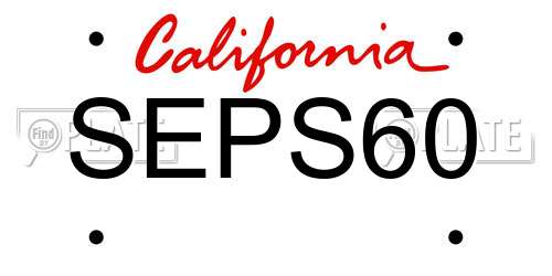 SEPS60 California License Plate