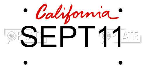SEPT11 California License Plate